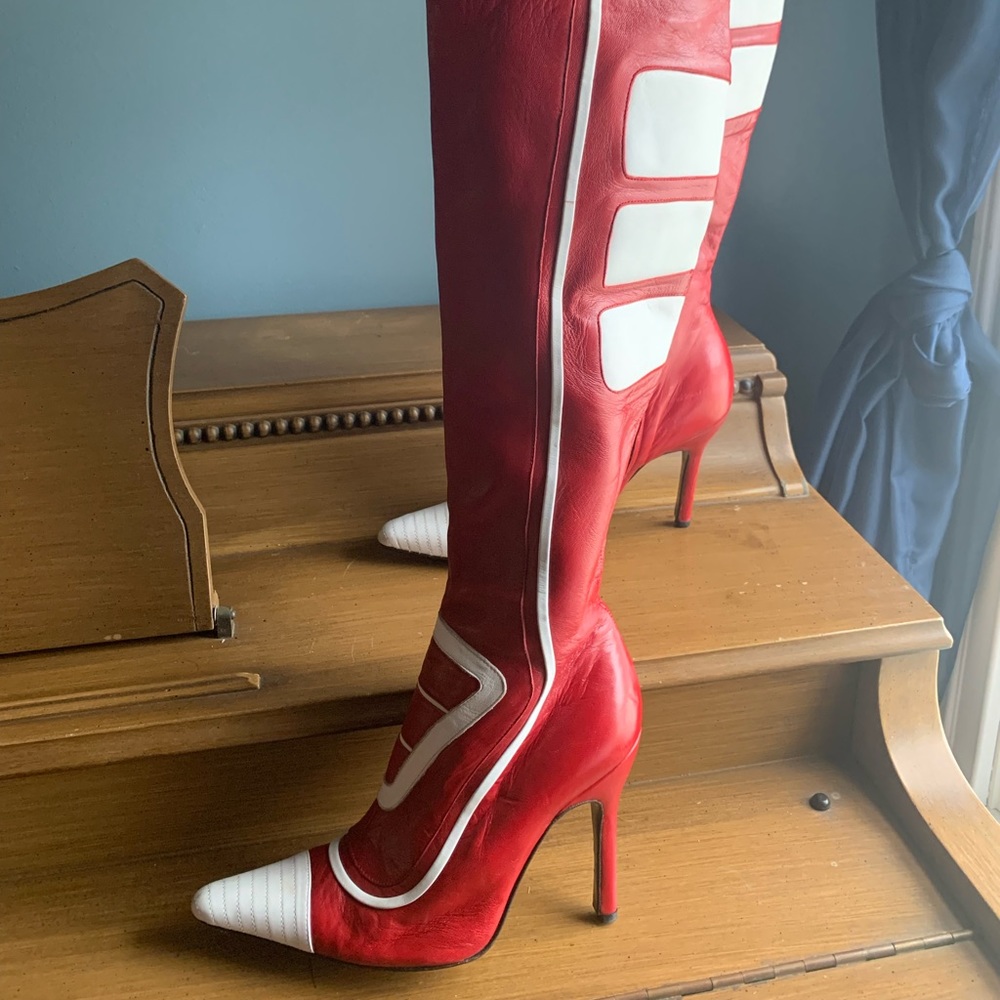 Dolce & Gabbana Red/white Racing Boots